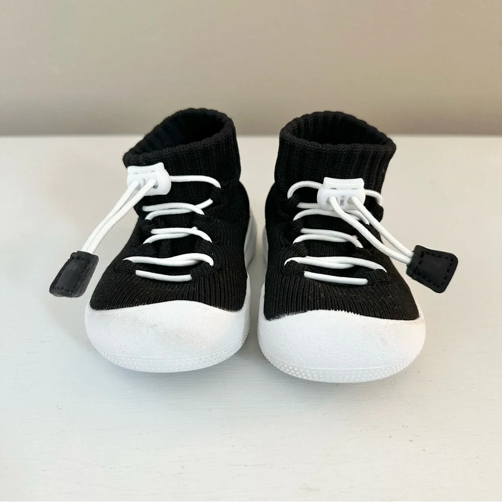 Black Knit Sock Slip on Walking Shoe 18 Months
